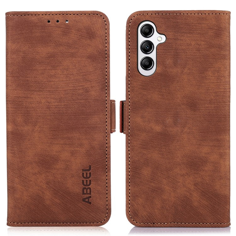 ABEEL Retro Case for Samsung Galaxy A55 5G PU Leather Folio Stand Cover with Magnetic Clasp - Brown
