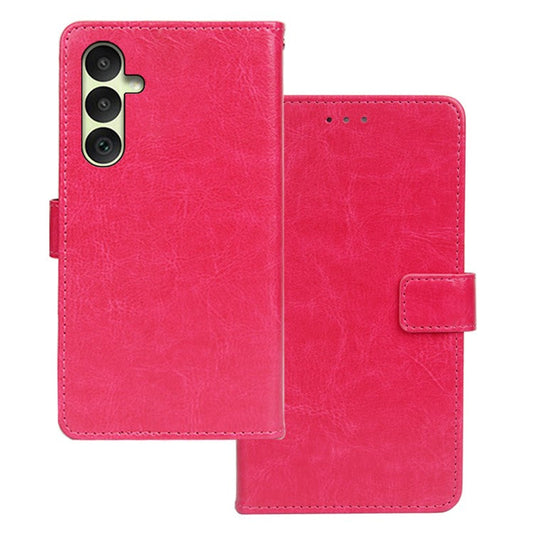 IDEWEI Shockproof Phone Case for Samsung Galaxy A35 5G Case PU Leather Wallet Phone Cover - Rose