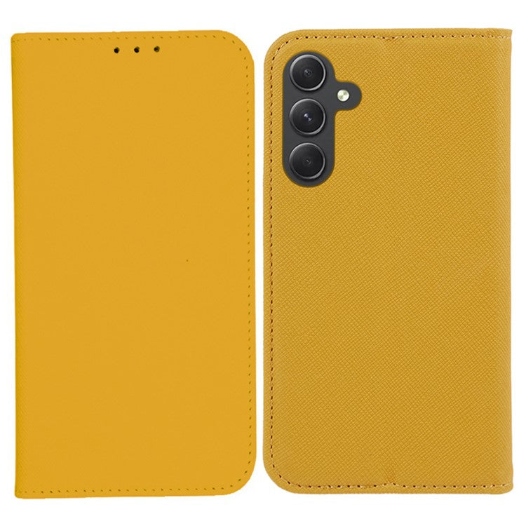 For Samsung Galaxy A35 5G Case Wallet Stand Magnetic Auto Closing Phone Cover - Yellow