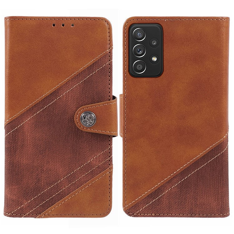 Phone Case for Samsung Galaxy A73 5G Wallet Splicing TPU + PU Leather Phone Cover - Brown