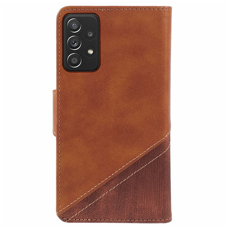 Phone Case for Samsung Galaxy A73 5G Wallet Splicing TPU + PU Leather Phone Cover - Brown