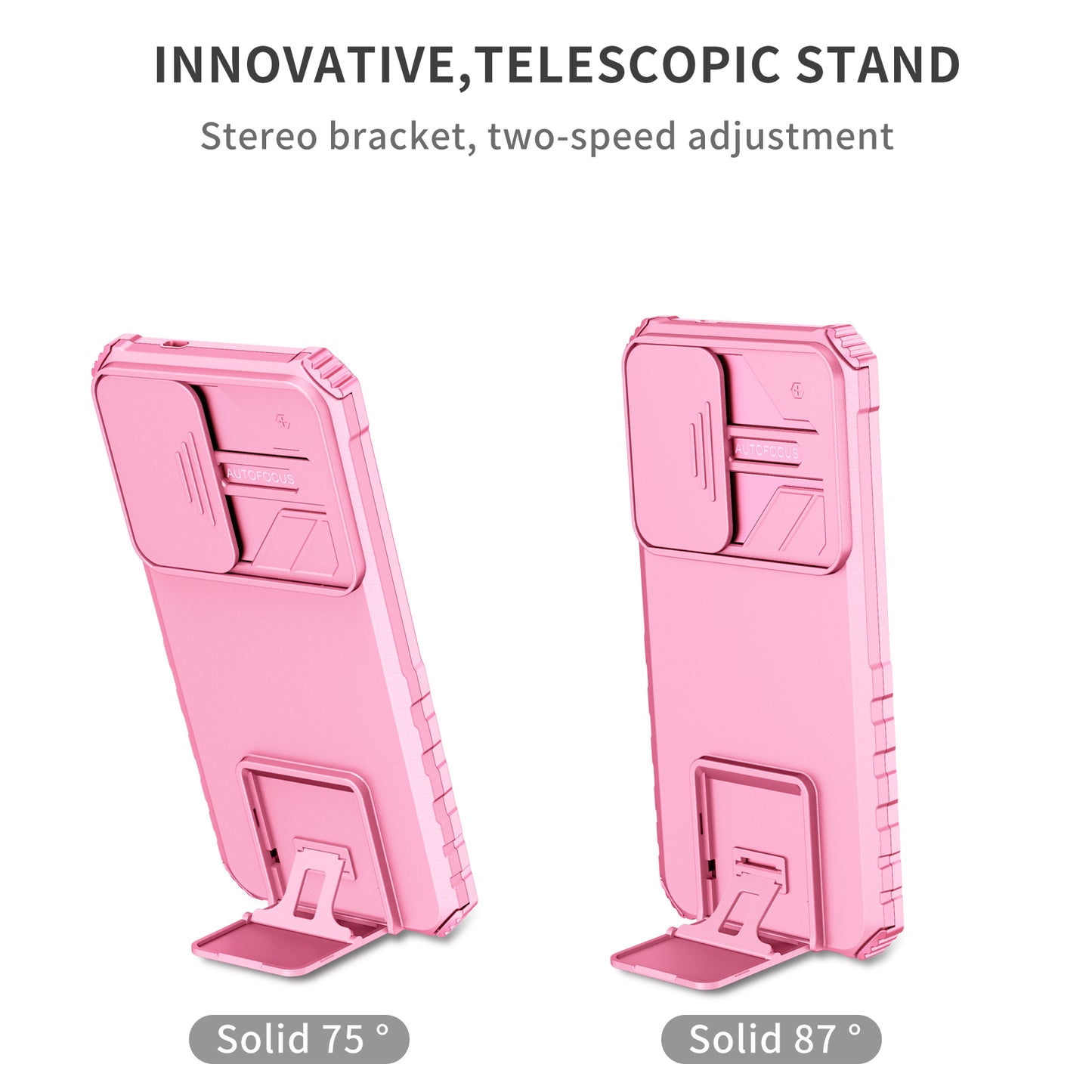 For Samsung Galaxy S24 Case Slide Lens Shield Anti-drop PC+TPU Kickstand Back Cover - Pink
