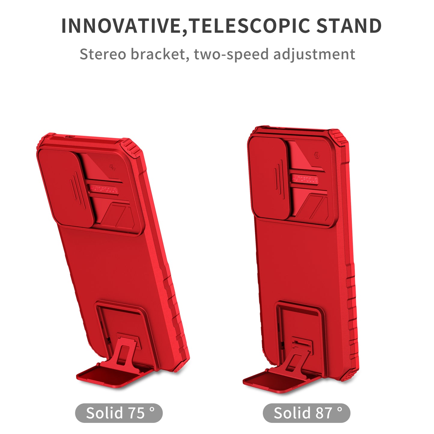 For Samsung Galaxy S24 Case Slide Lens Shield Anti-drop PC+TPU Kickstand Back Cover - Red
