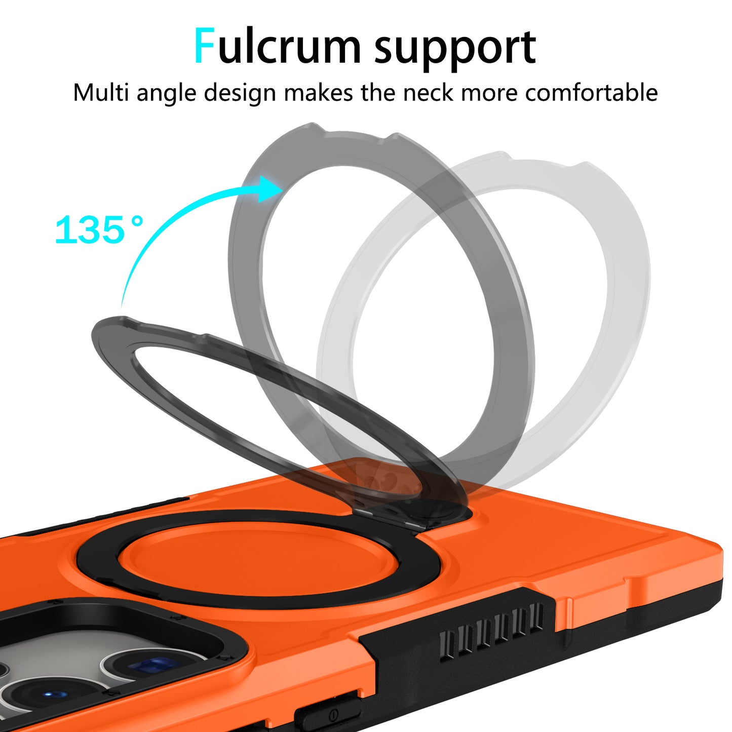 For Samsung Galaxy S24 Ultra Case TPU+PC 2-in-1 Ring Kickstand Shockproof Cover - Orange