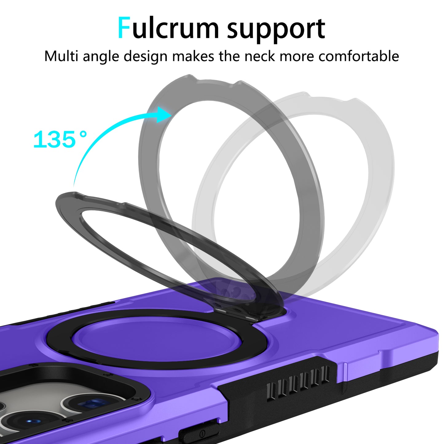 For Samsung Galaxy S24 Ultra Case TPU+PC 2-in-1 Ring Kickstand Shockproof Cover - Purple