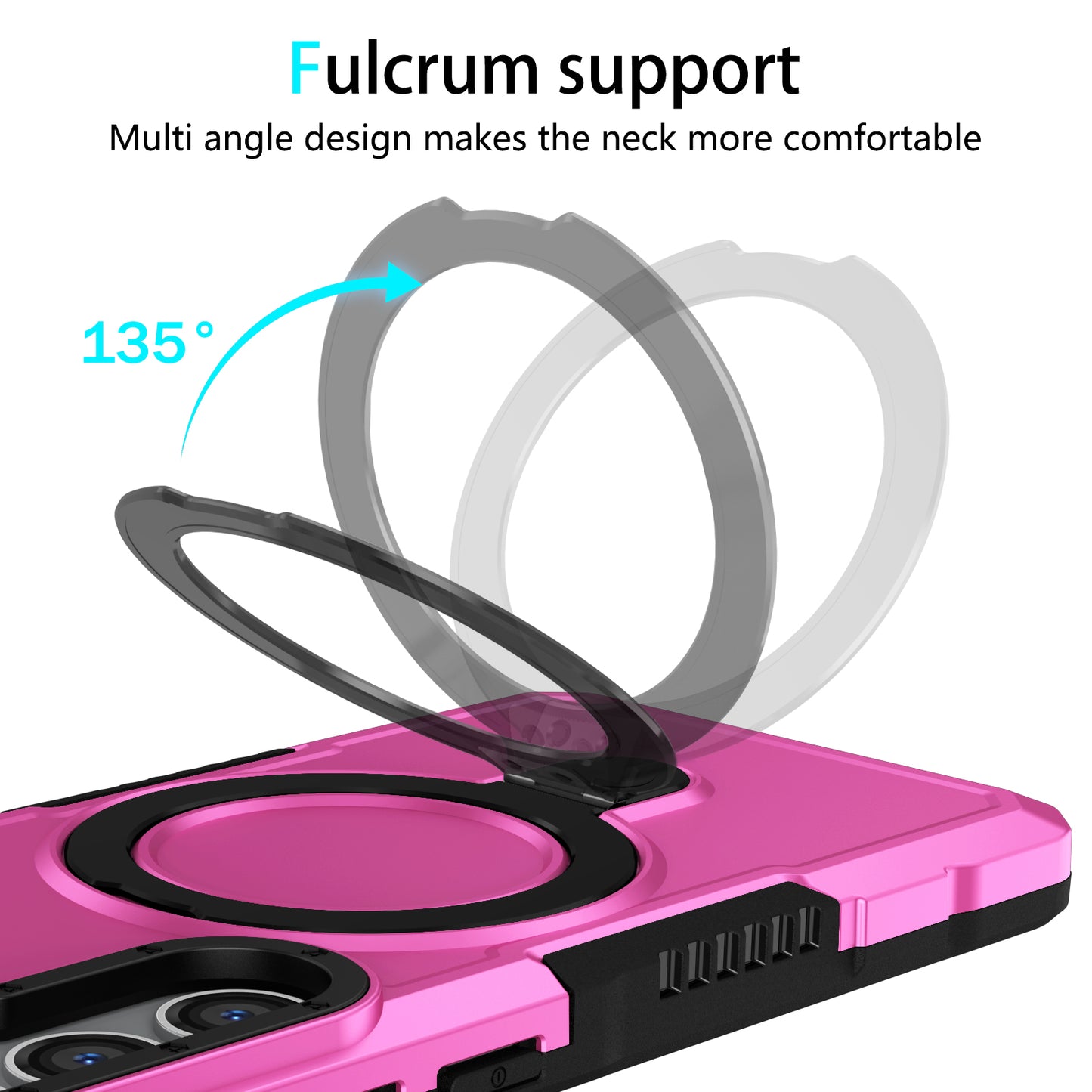 For Samsung Galaxy S24+ Case Hybrid TPU+PC Cover with Ring Holder Kickstand - Pink