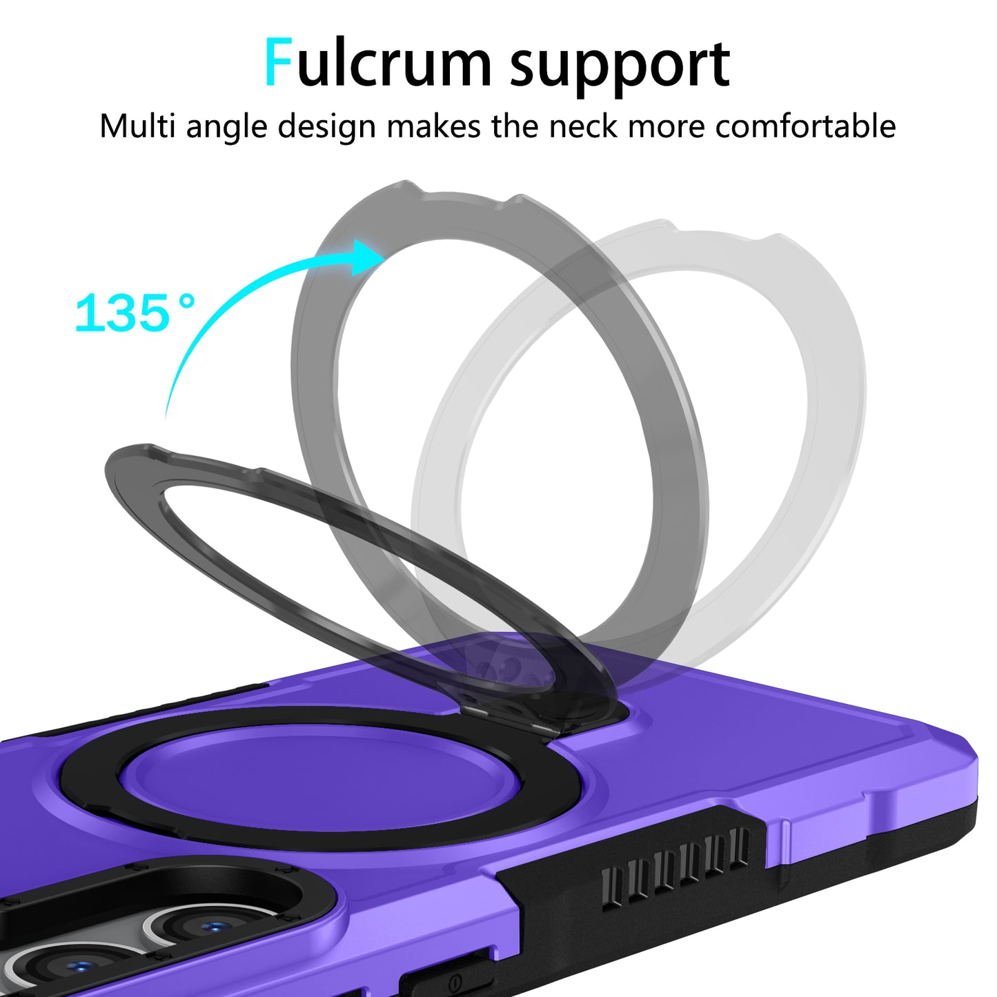 For Samsung Galaxy S24 Phone Cover TPU+PC Dual-Layer Ring Kickstand Anti-Drop Case  - Purple