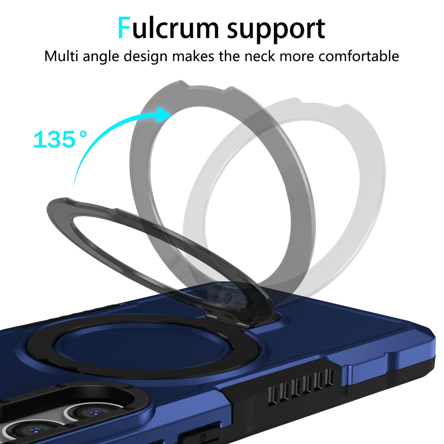 For Samsung Galaxy S24 Phone Cover TPU+PC Dual-Layer Ring Kickstand Anti-Drop Case  - Sapphire