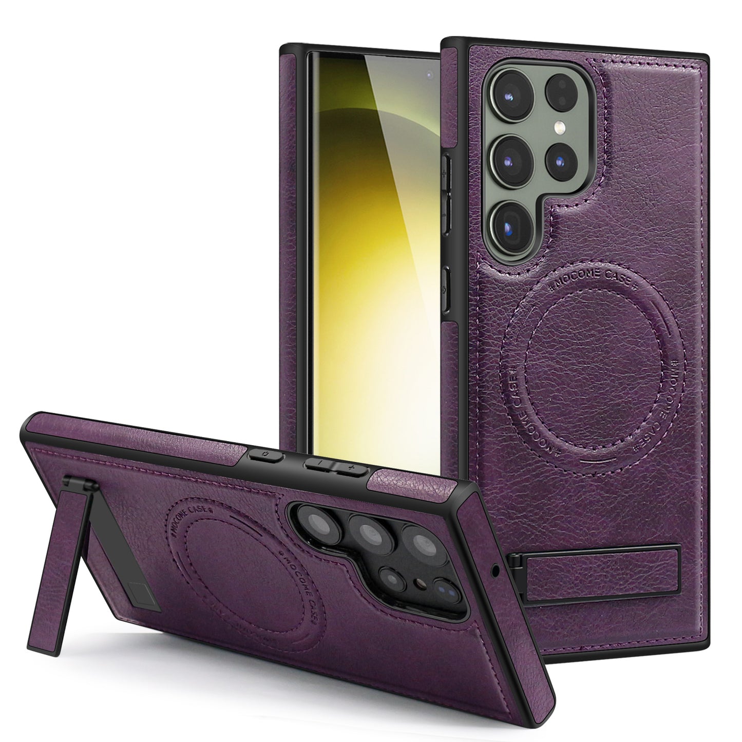 For Samsung Galaxy S24 Ultra Magnetic Case Kickstand Series Protective Cover - Dark Purple