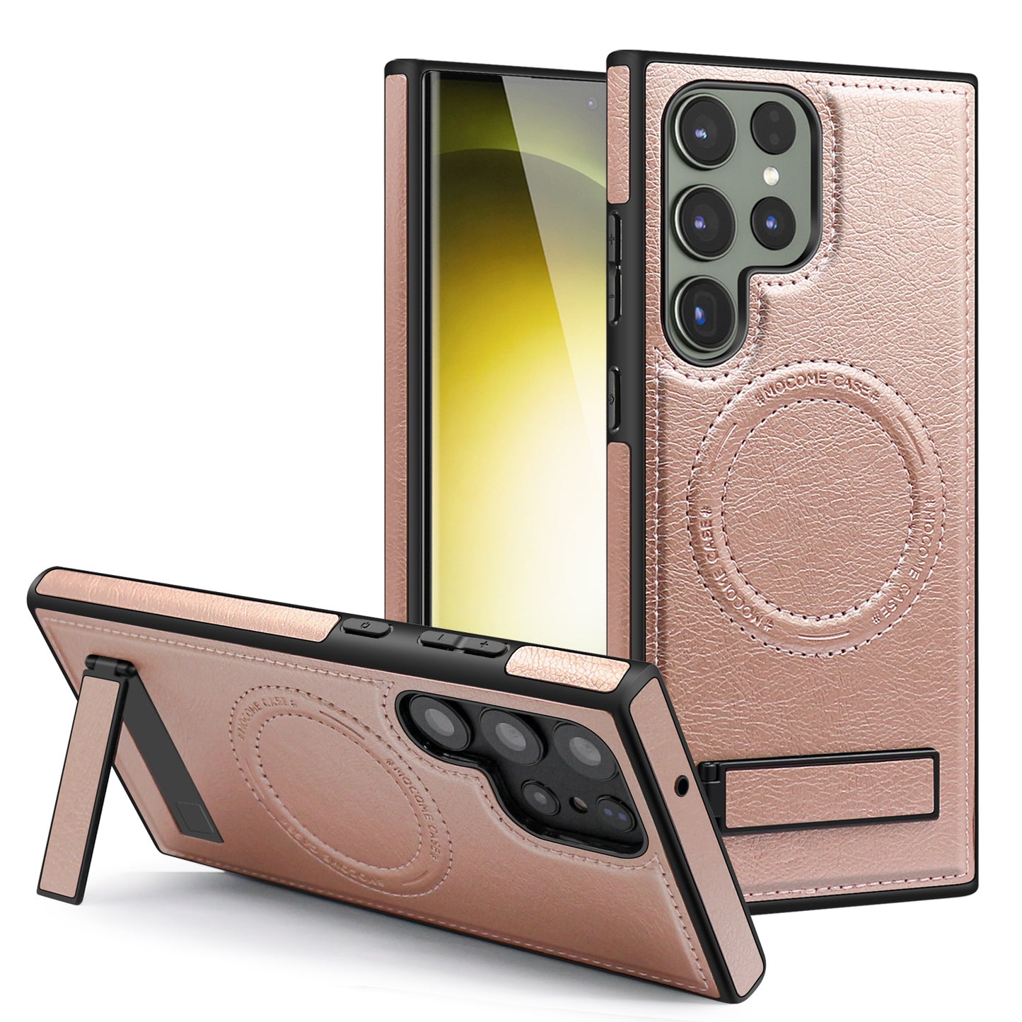 For Samsung Galaxy S24 Ultra Magnetic Case Kickstand Series Protective Cover - Rose Gold