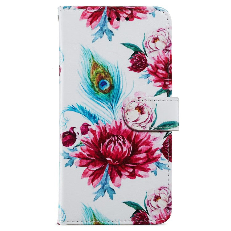 For Samsung Galaxy A55 5G Cell Phone Case PU Leather Pattern Print Wallet Cover - Peacock Flower