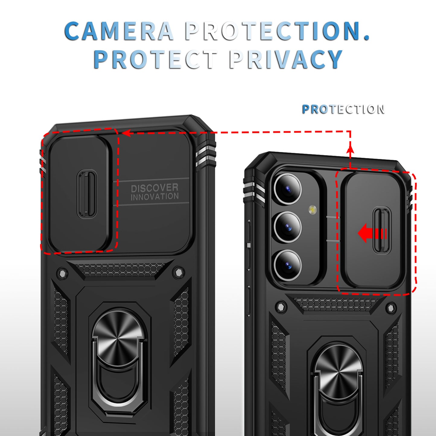 For Samsung Galaxy S24 Anti-Drop Protection Case with Camera Sliding Cover - Black