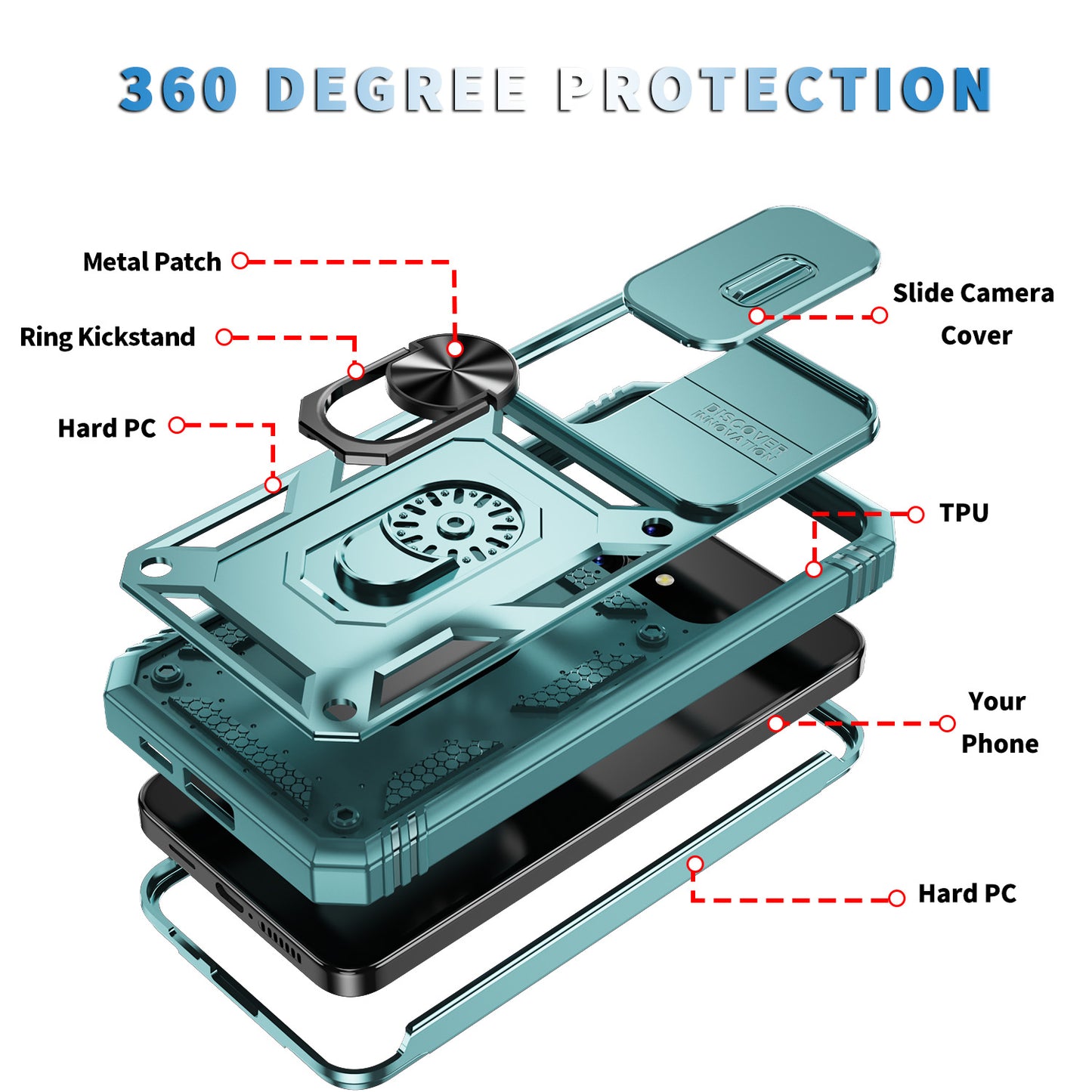 For Samsung Galaxy S24 Anti-Drop Protection Case with Camera Sliding Cover - Grey Green
