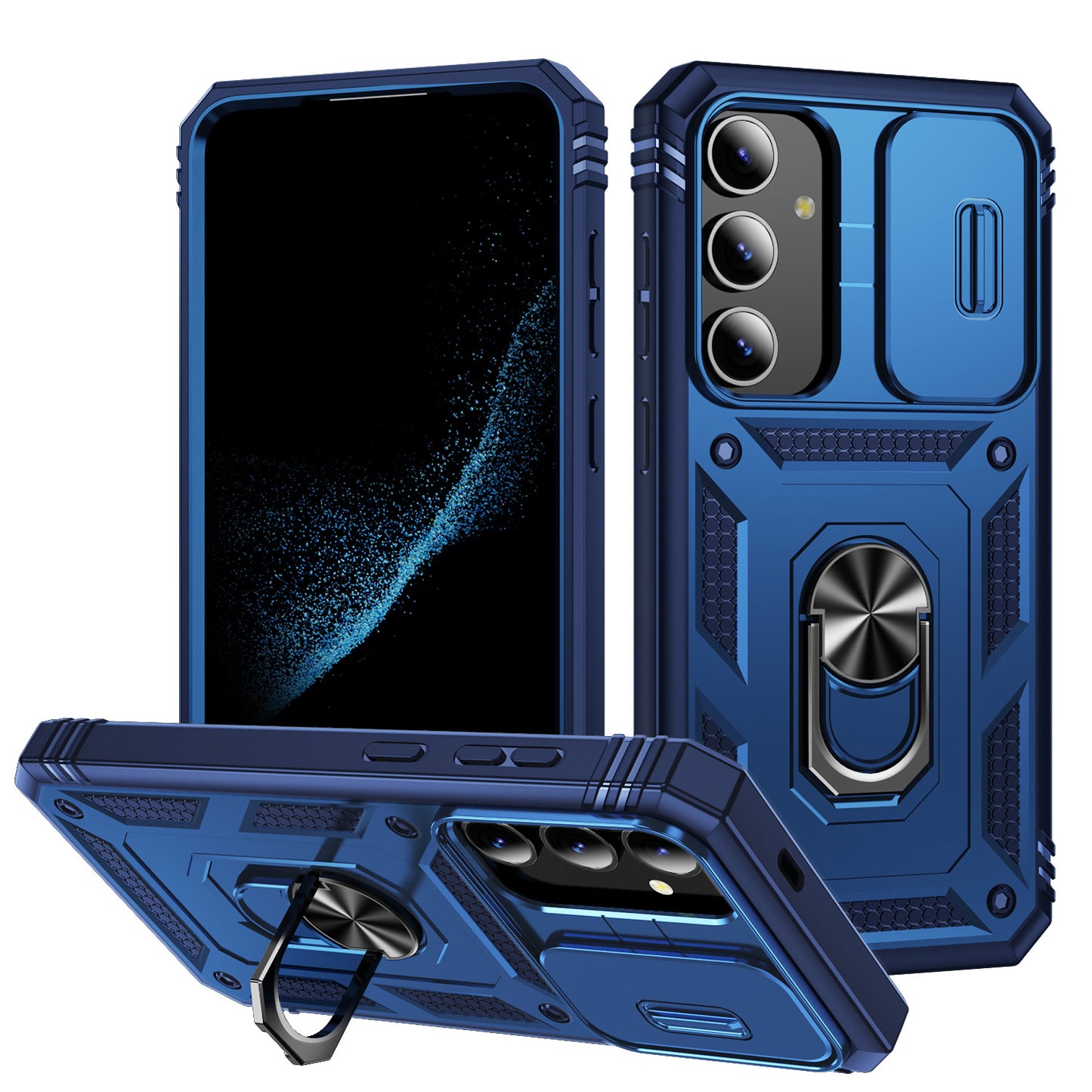Slide Window Design for Samsung Galaxy S24+ Phone Case TPU+PC Protective Cover - Sapphire