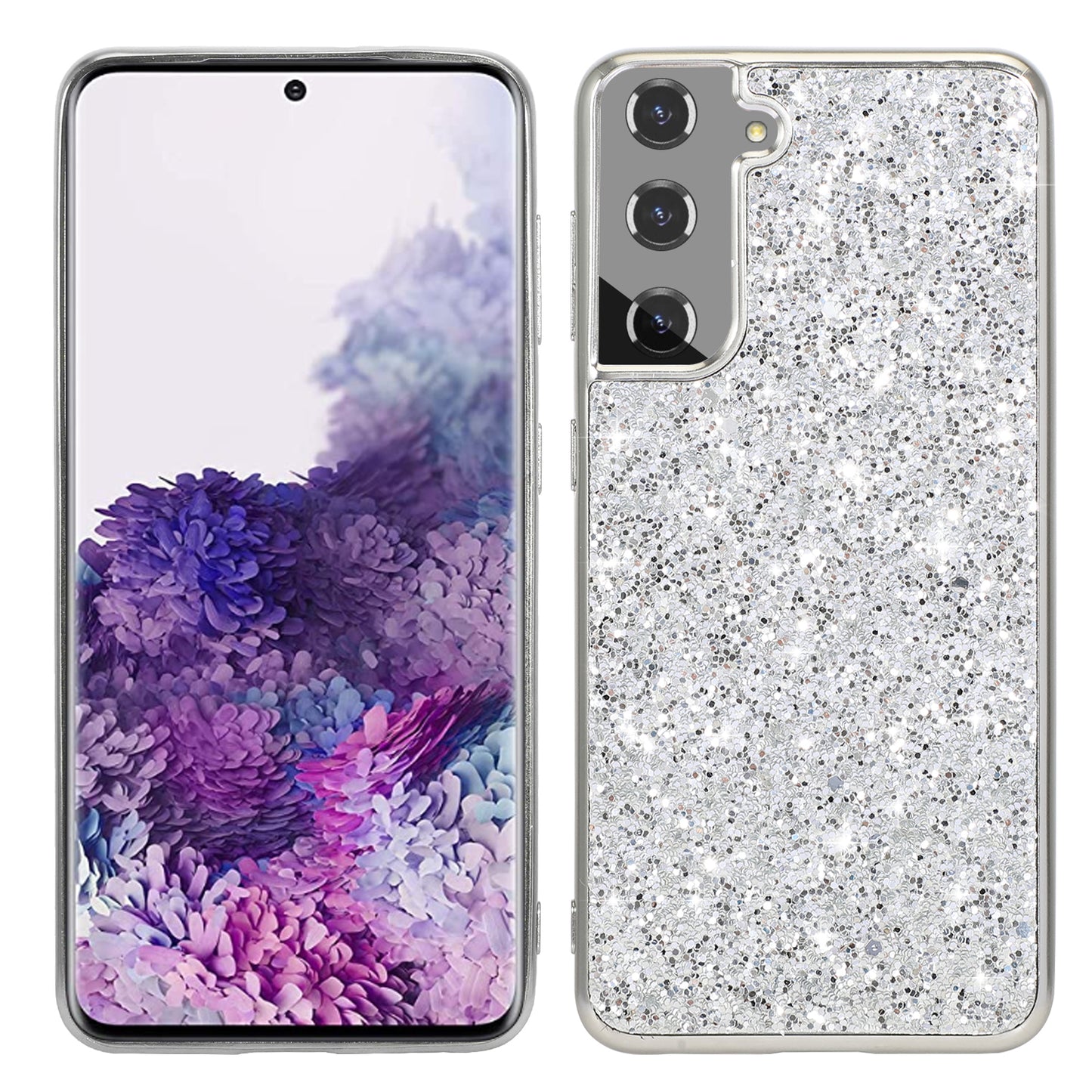 For Samsung Galaxy S24 Case Electroplating TPU Frame + PC Back Smartphone Cover - Silver