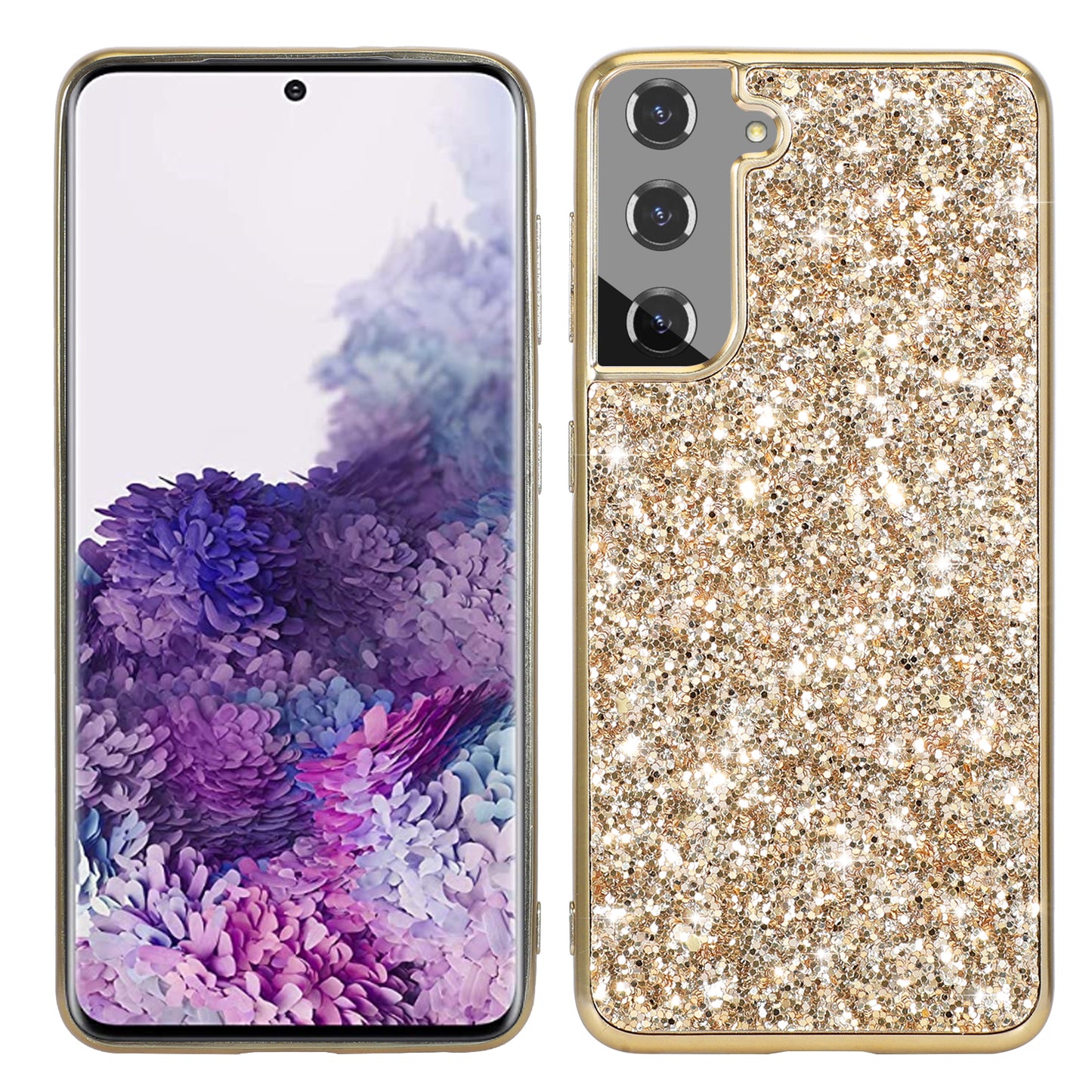 For Samsung Galaxy S24 Case Electroplating TPU Frame + PC Back Smartphone Cover - Gold