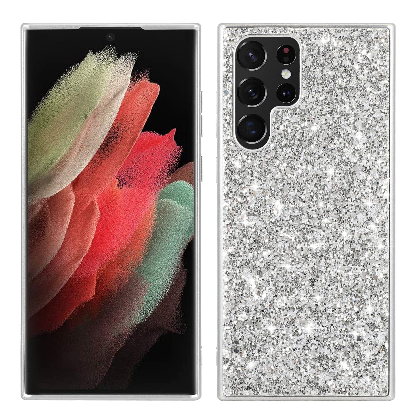 For Samsung Galaxy S24 Ultra Cell Phone Case Electroplating TPU Frame + PC Back Protective Shell - Silver