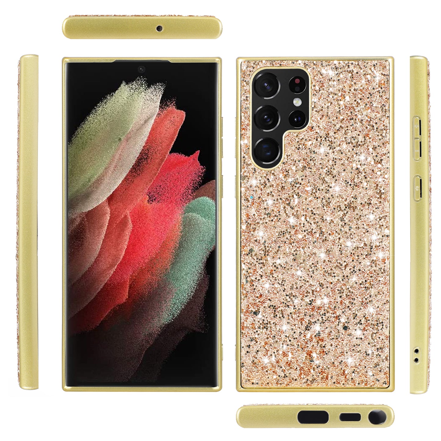 For Samsung Galaxy S24 Ultra Cell Phone Case Electroplating TPU Frame + PC Back Protective Shell - Rose Gold
