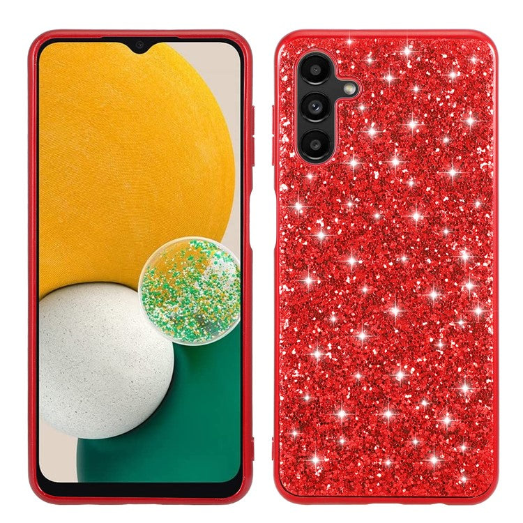 For Samsung Galaxy A15 5G Case Glitter Electroplated TPU Frame PC Back Cover - Red
