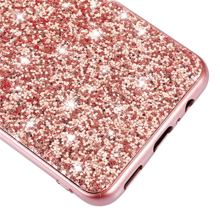 For Samsung Galaxy A15 5G Case Glitter Electroplated TPU Frame PC Back Cover - Red