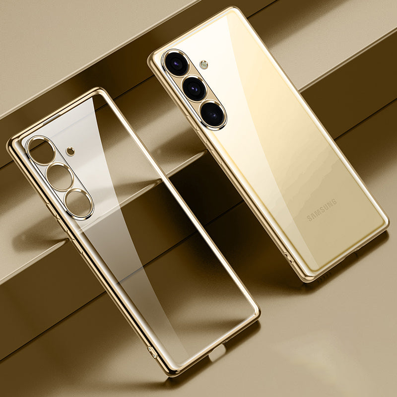 SULADA For Samsung Galaxy S24 Clear TPU Cover Electroplated Case with Precision Holes - Gold
