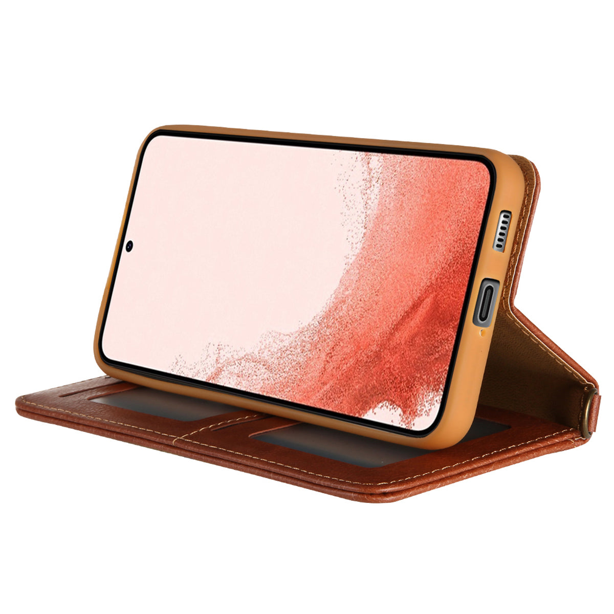 CMAI2 For Samsung Galaxy S24 Case PU Leather+TPU Phone Cover with Card Holder - Brown