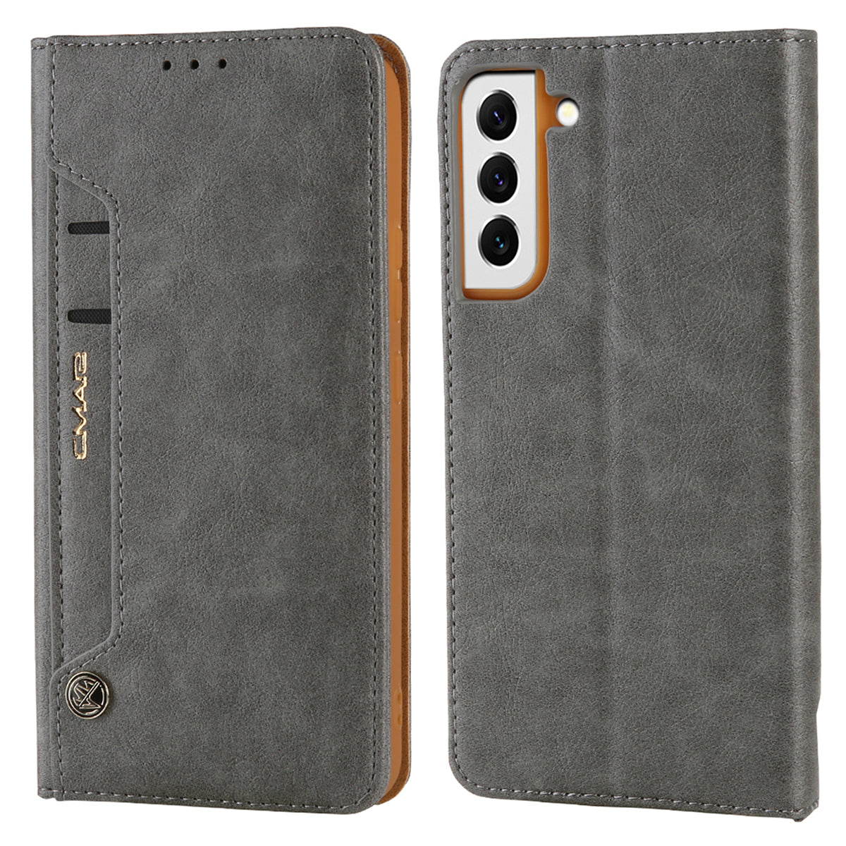 CMAI2 For Samsung Galaxy S24 Case PU Leather+TPU Phone Cover with Card Holder - Grey