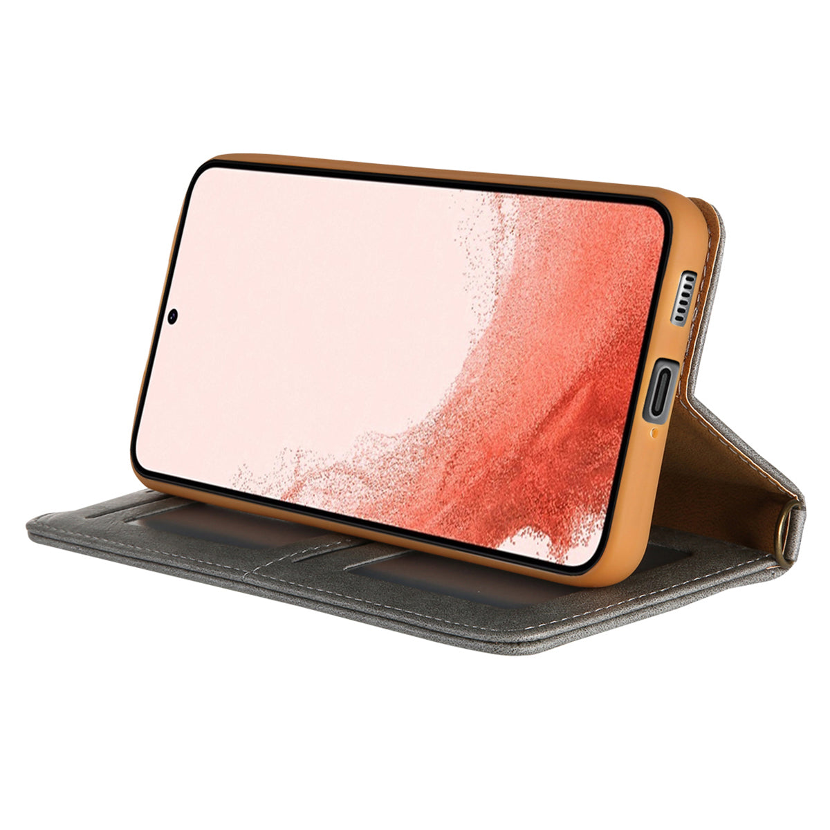 CMAI2 For Samsung Galaxy S24 Case PU Leather+TPU Phone Cover with Card Holder - Grey
