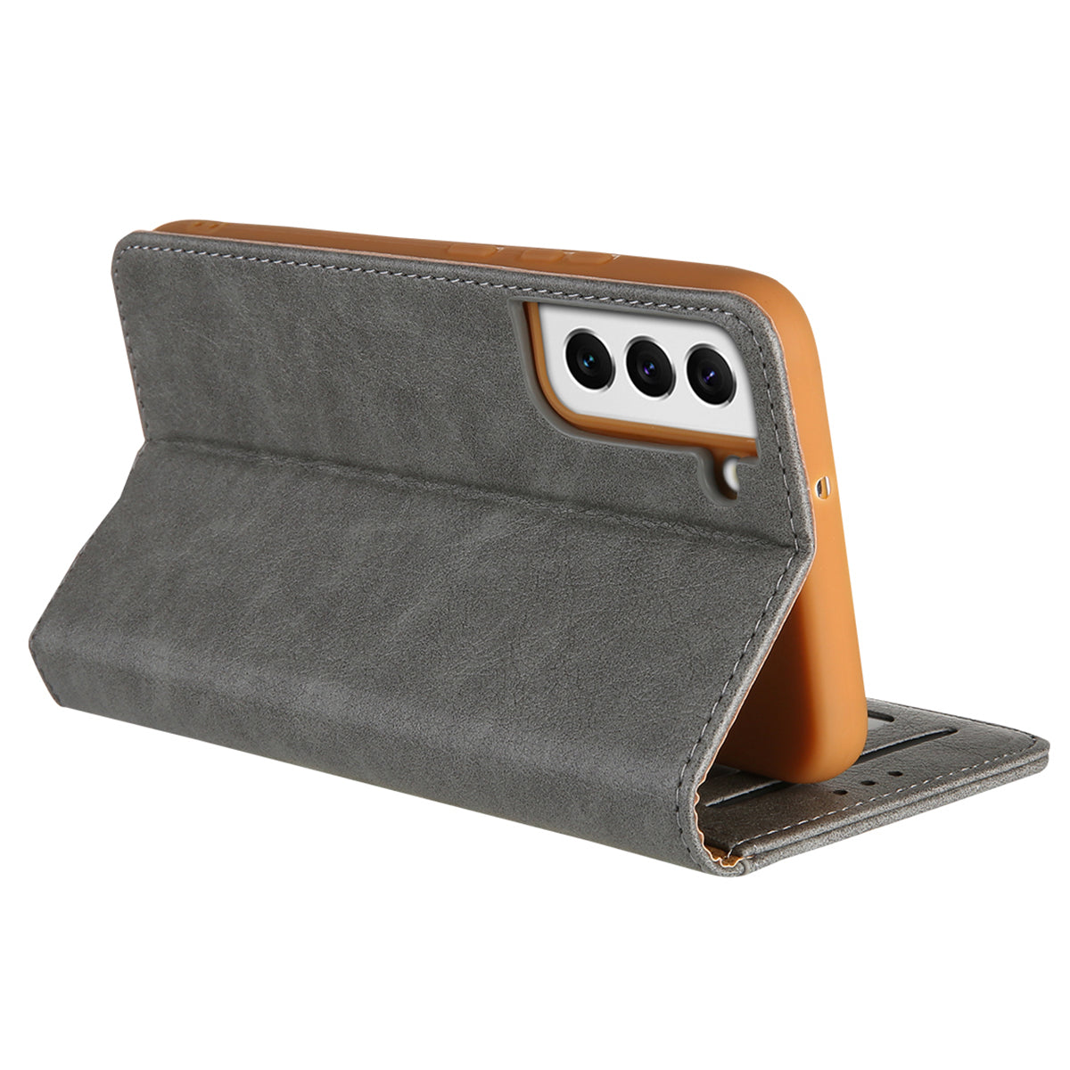 CMAI2 For Samsung Galaxy S24 Case PU Leather+TPU Phone Cover with Card Holder - Grey