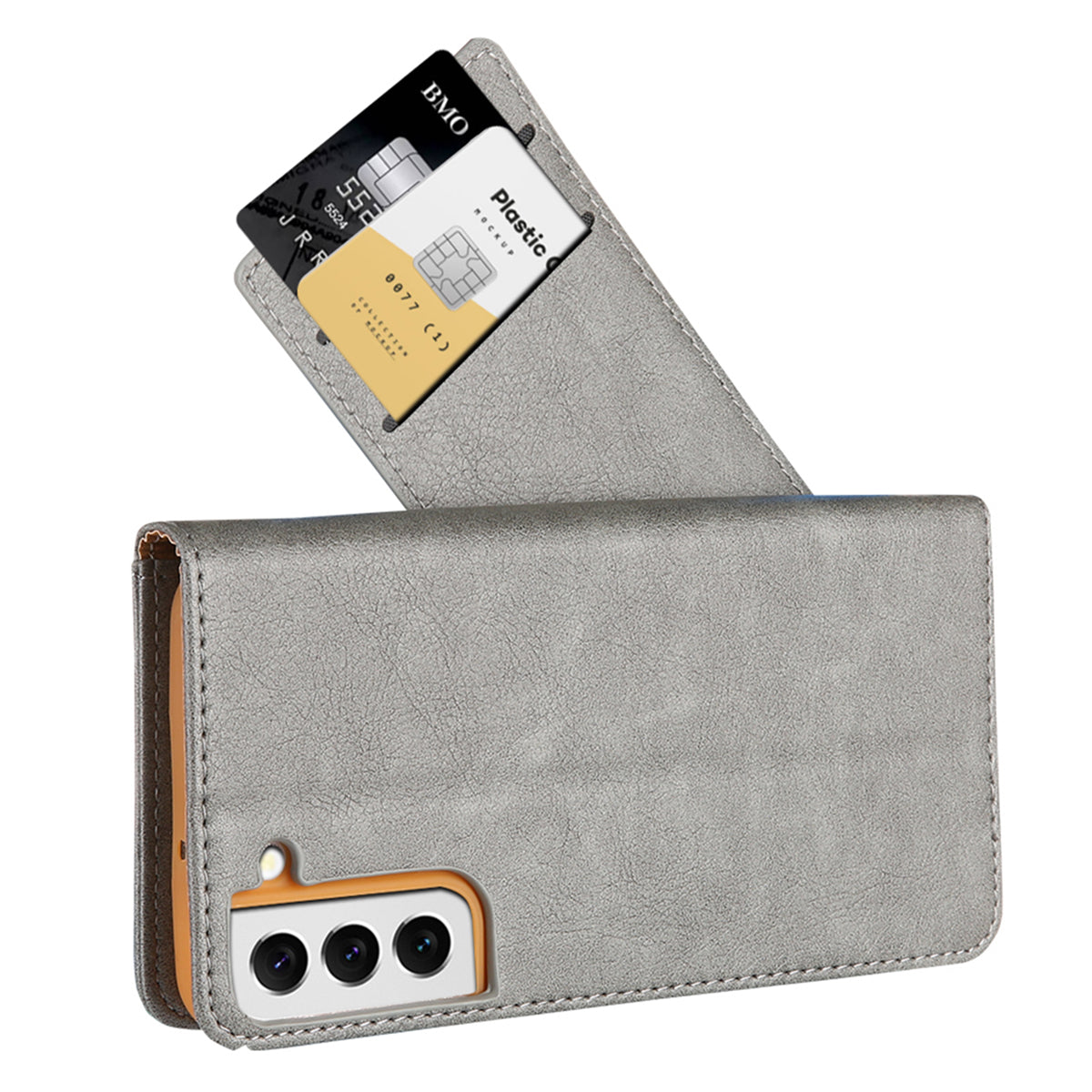 CMAI2 For Samsung Galaxy S24 Case PU Leather+TPU Phone Cover with Card Holder - Grey