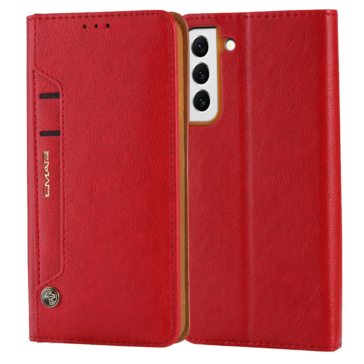 CMAI2 For Samsung Galaxy S24 Case PU Leather+TPU Phone Cover with Card Holder - Red