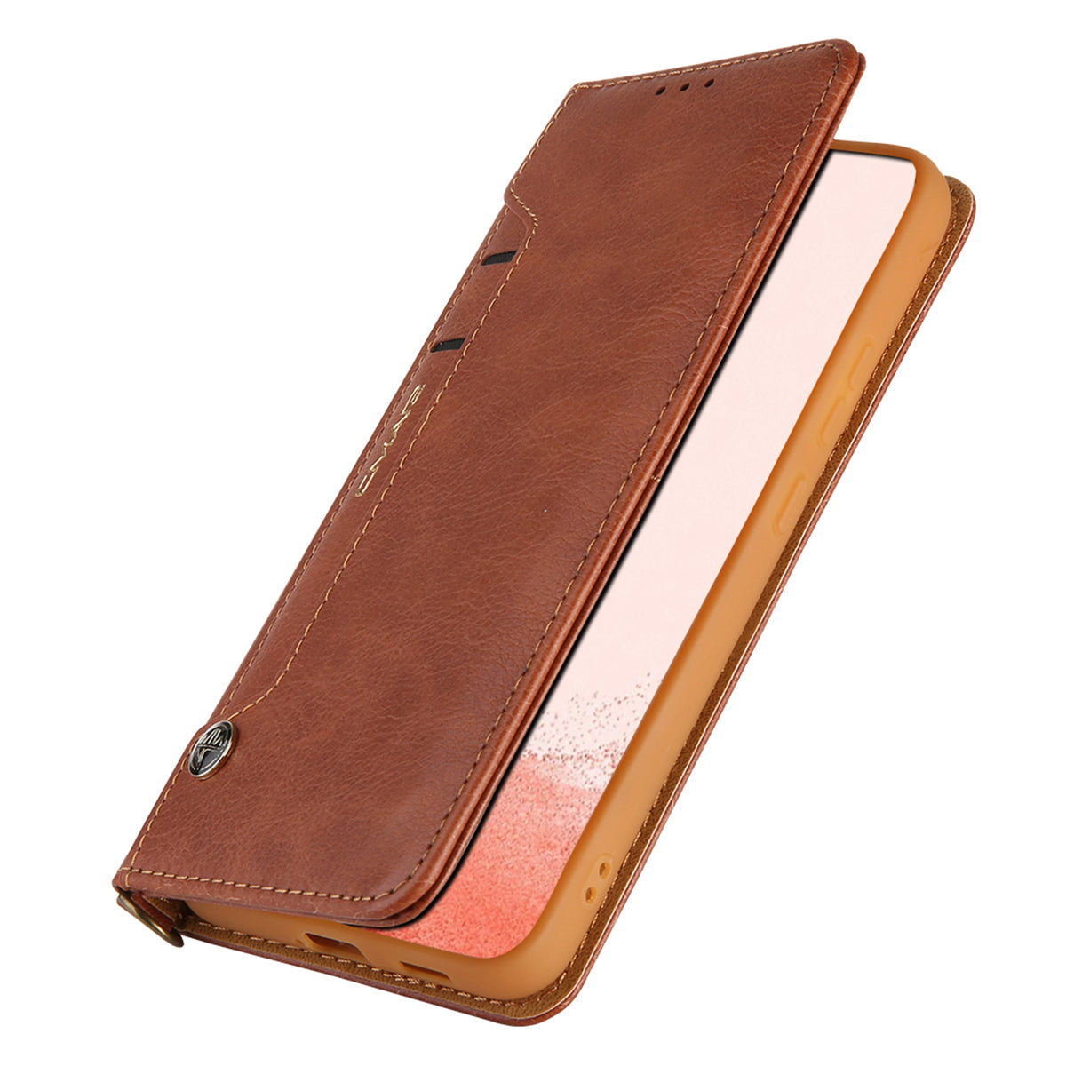 CMAI2 For Samsung Galaxy S24+ Cell Phone Case PU Leather Foldable Stand Cover with Photo Slots - Brown