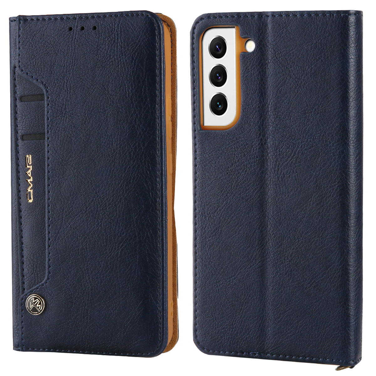 CMAI2 For Samsung Galaxy S24+ Cell Phone Case PU Leather Foldable Stand Cover with Photo Slots - Blue