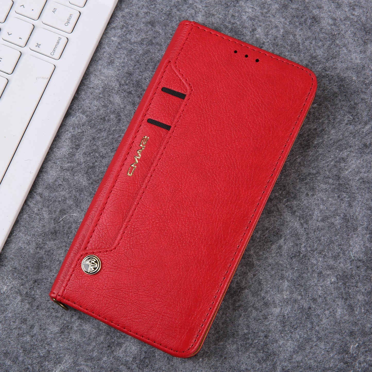 CMAI2 For Samsung Galaxy S24+ Cell Phone Case PU Leather Foldable Stand Cover with Photo Slots - Red