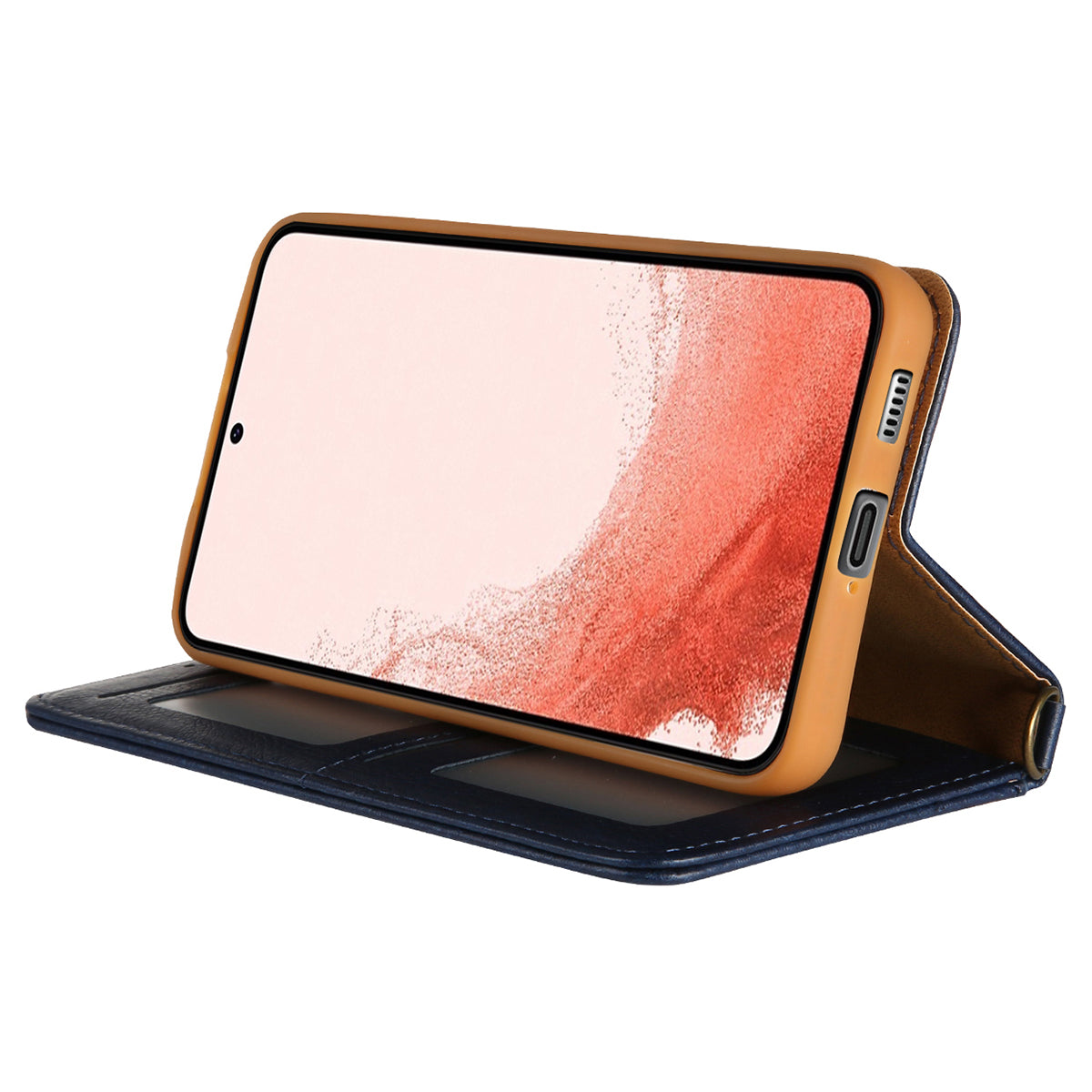CMAI2 For Samsung Galaxy S24+ Cell Phone Case PU Leather Foldable Stand Cover with Photo Slots - Red
