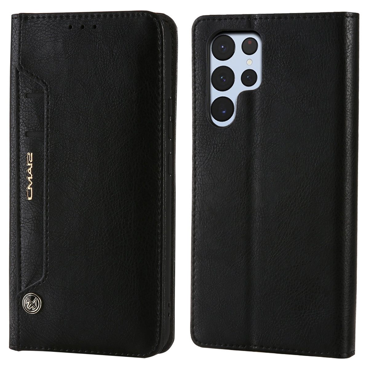 CMAI2 For Samsung Galaxy S24 Ultra Case Anti-drop Leather Stand Wallet Mobile Phone Cover - Black