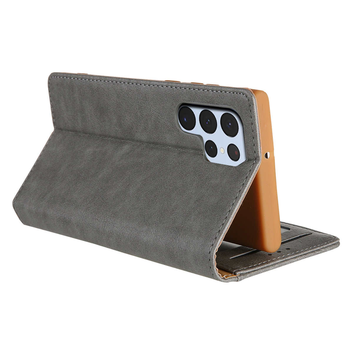 CMAI2 For Samsung Galaxy S24 Ultra Case Anti-drop Leather Stand Wallet Mobile Phone Cover - Grey