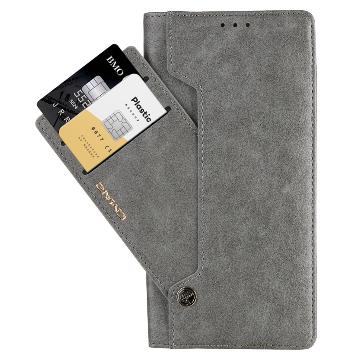 CMAI2 For Samsung Galaxy S24 Ultra Case Anti-drop Leather Stand Wallet Mobile Phone Cover - Grey