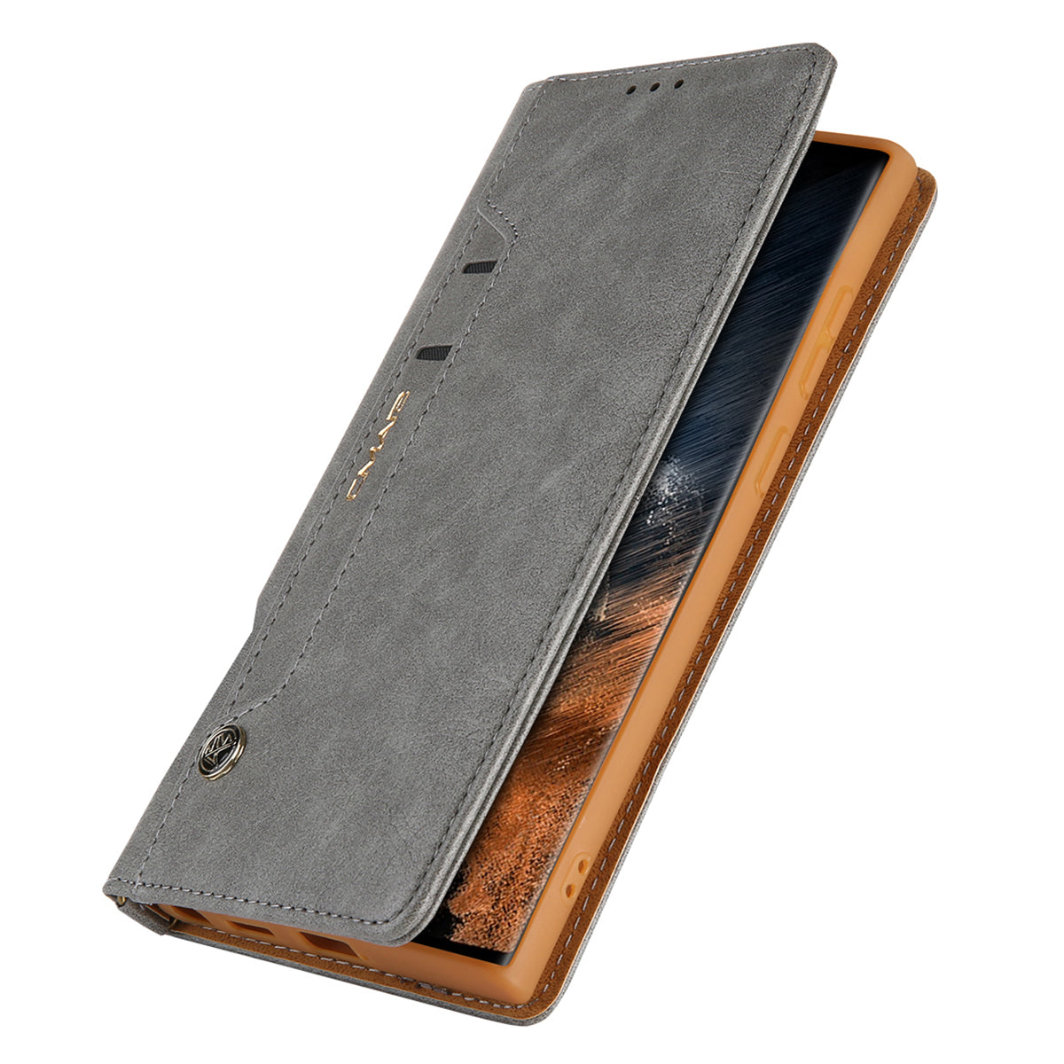 CMAI2 For Samsung Galaxy S24 Ultra Case Anti-drop Leather Stand Wallet Mobile Phone Cover - Grey