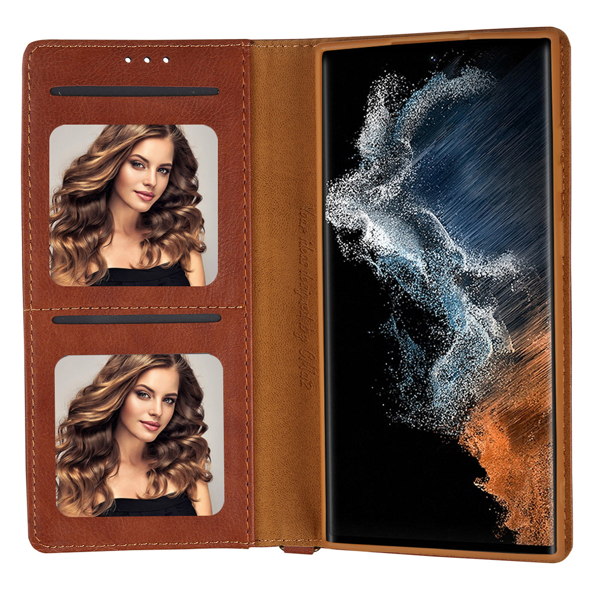 CMAI2 For Samsung Galaxy S24 Ultra Case Anti-drop Leather Stand Wallet Mobile Phone Cover - Brown