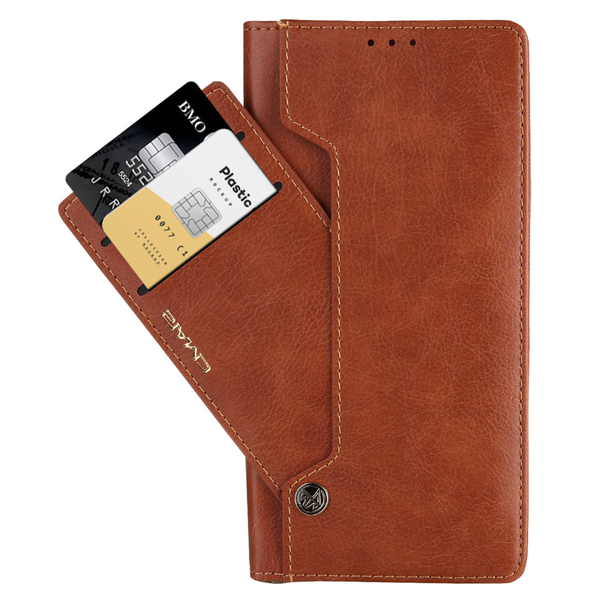 CMAI2 For Samsung Galaxy S24 Ultra Case Anti-drop Leather Stand Wallet Mobile Phone Cover - Brown