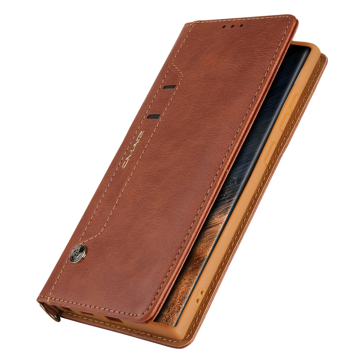 CMAI2 For Samsung Galaxy S24 Ultra Case Anti-drop Leather Stand Wallet Mobile Phone Cover - Brown
