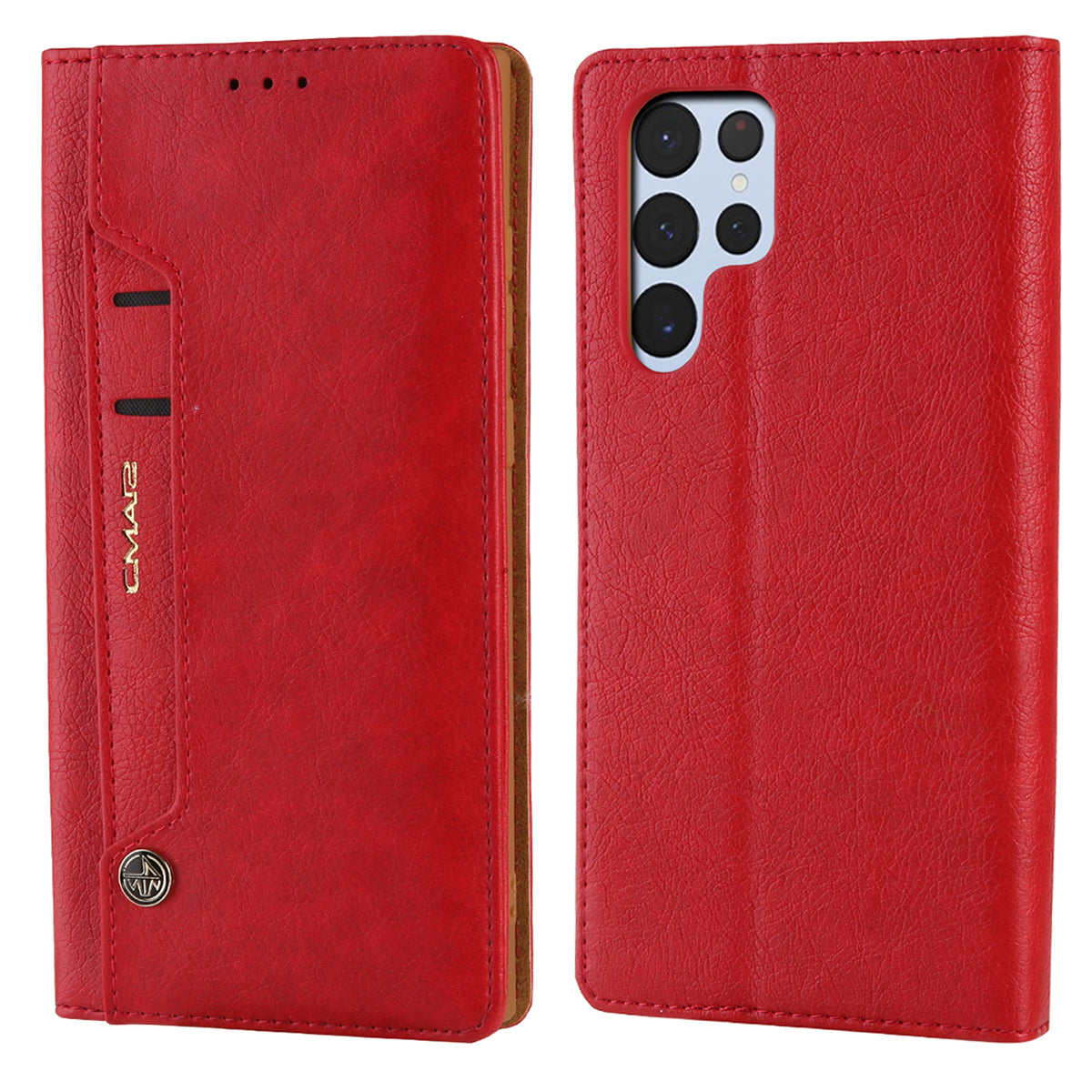CMAI2 For Samsung Galaxy S24 Ultra Case Anti-drop Leather Stand Wallet Mobile Phone Cover - Red