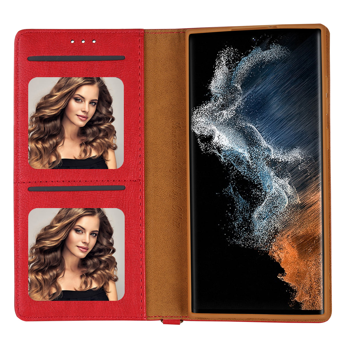CMAI2 For Samsung Galaxy S24 Ultra Case Anti-drop Leather Stand Wallet Mobile Phone Cover - Red