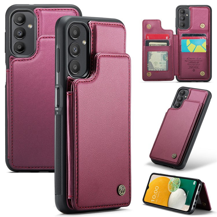CASEME C22 Series for Samsung Galaxy A13 5G Case Kickstand Phone Cover 5 Card Slots - Red