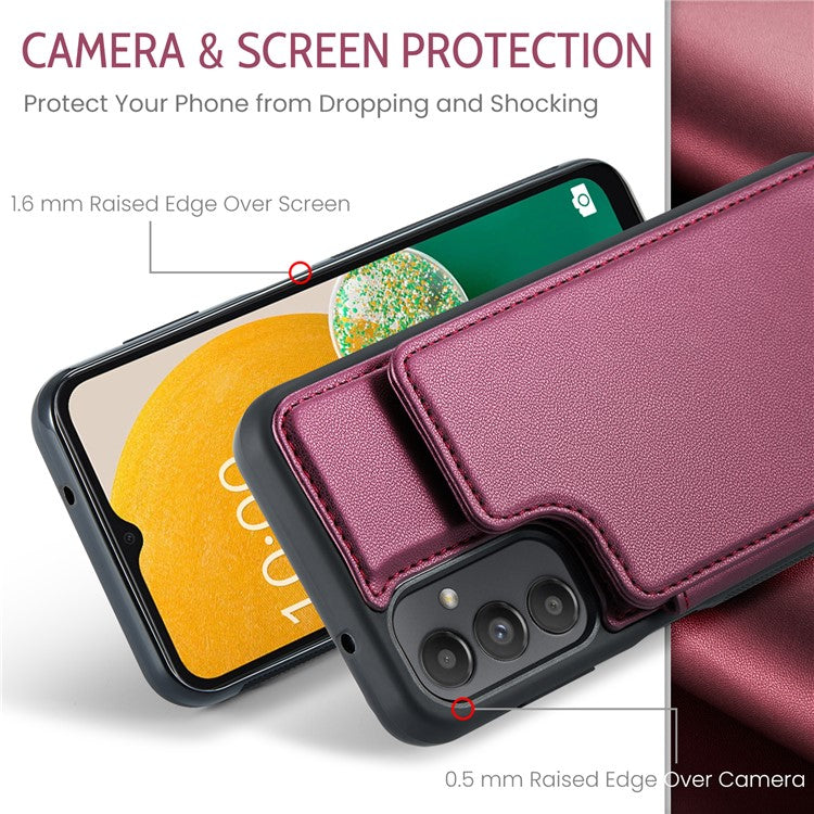 CASEME C22 Series for Samsung Galaxy A13 5G Case Kickstand Phone Cover 5 Card Slots - Red