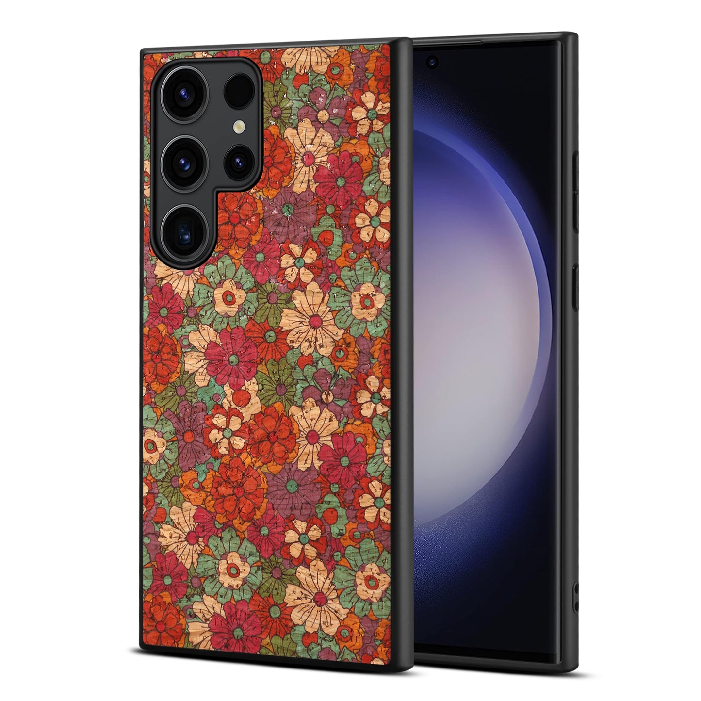 For Samsung Galaxy S24 Ultra Phone Case Floral Series Leather+PC+TPU Cover - Summer / Red