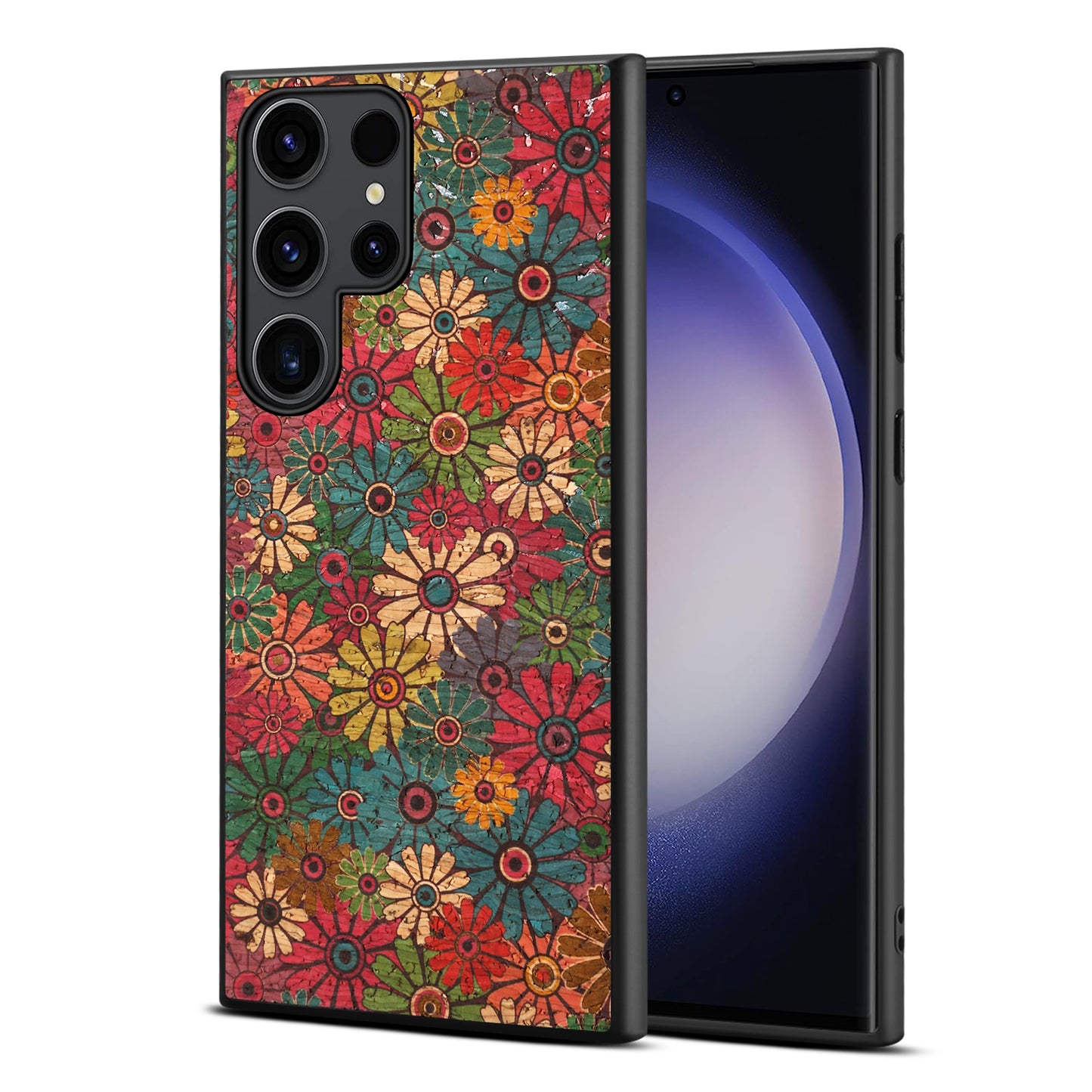 For Samsung Galaxy S24 Ultra Phone Case Floral Series Leather+PC+TPU Cover - Spring / Green