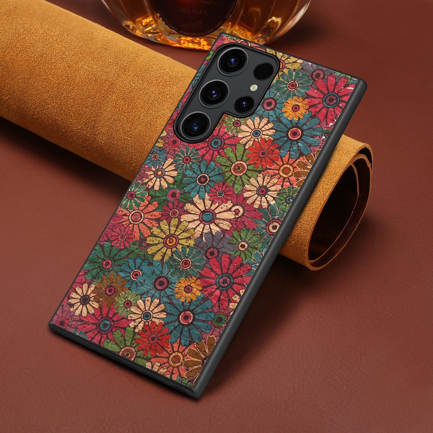 For Samsung Galaxy S24 Ultra Phone Case Floral Series Leather+PC+TPU Cover - Spring / Green