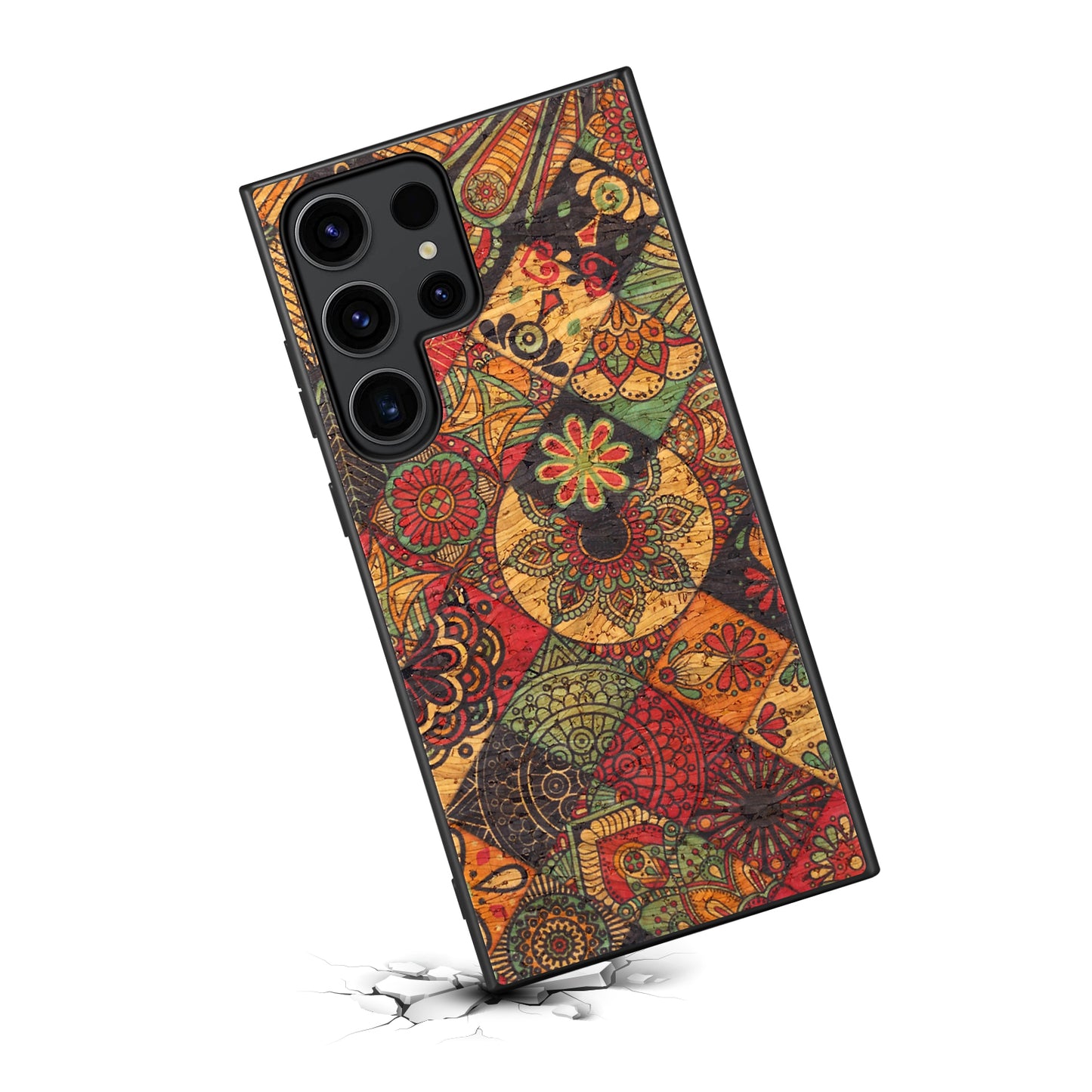 For Samsung Galaxy S24 Ultra Phone Case Floral Series Leather+PC+TPU Cover - Autumn / Yellow